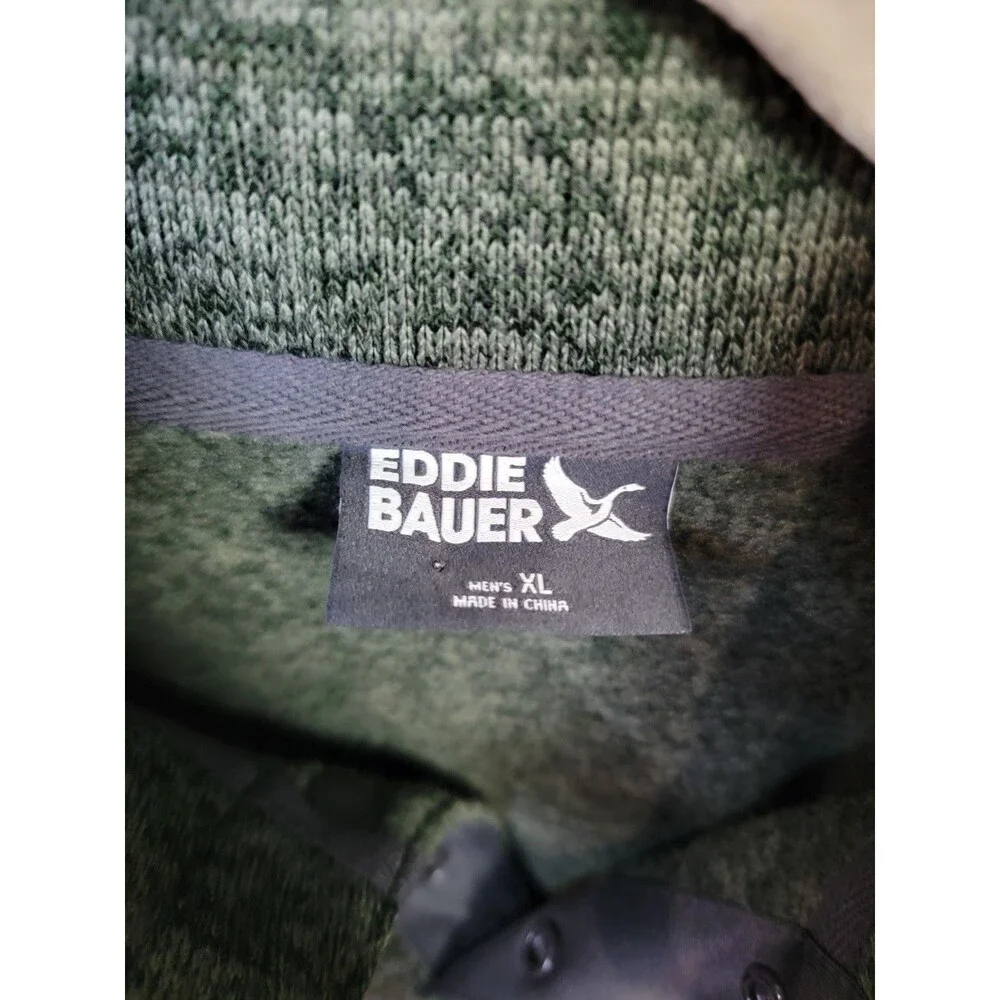 Eddie Bauer Mens XL Green Snap Mock Neck Pullover Sweater Fleece 100% Polyester - Picture 4 of 10